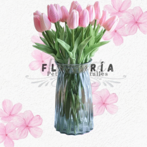 Delicado florero en tulipanes