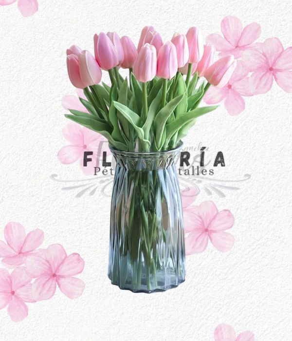 Delicado florero en tulipanes