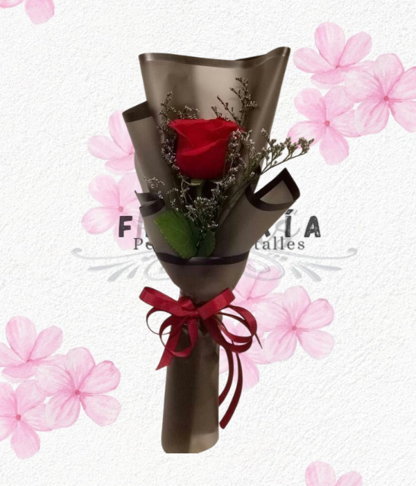 Rosa decorada y linda envoltura