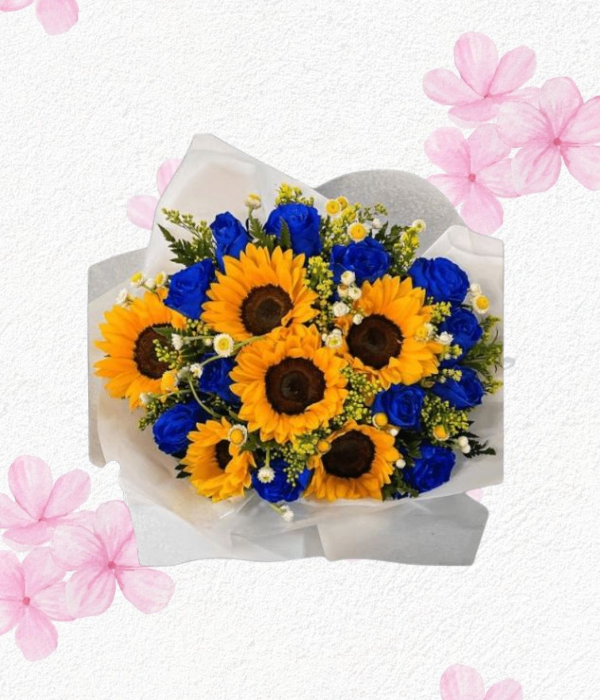 Ramo primavera, rosas y girasoles