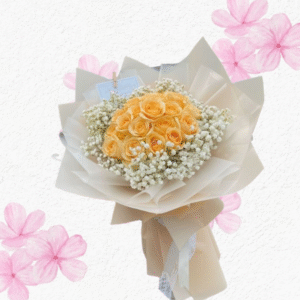 Ramo de 24 rosas y Gypsophila
