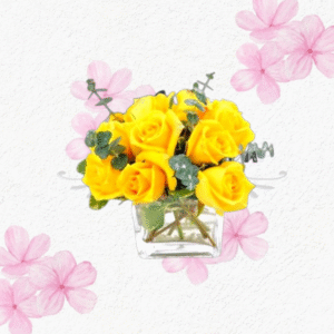 Cubo vidrio en rosas