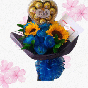 Ramo en rosas y girasoles