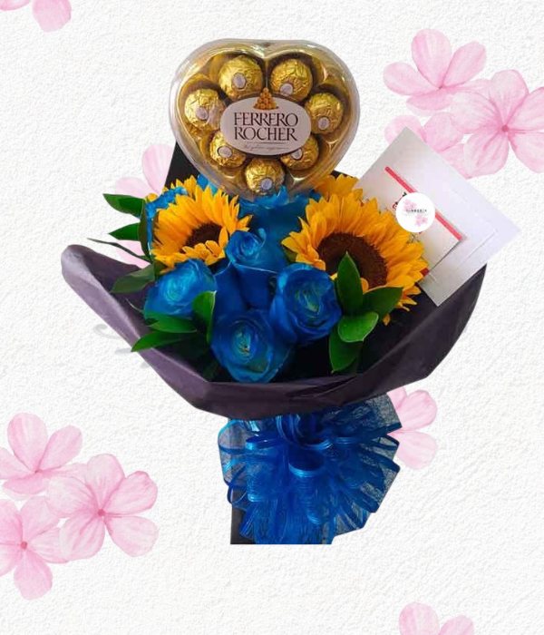 Ramo en rosas y girasoles
