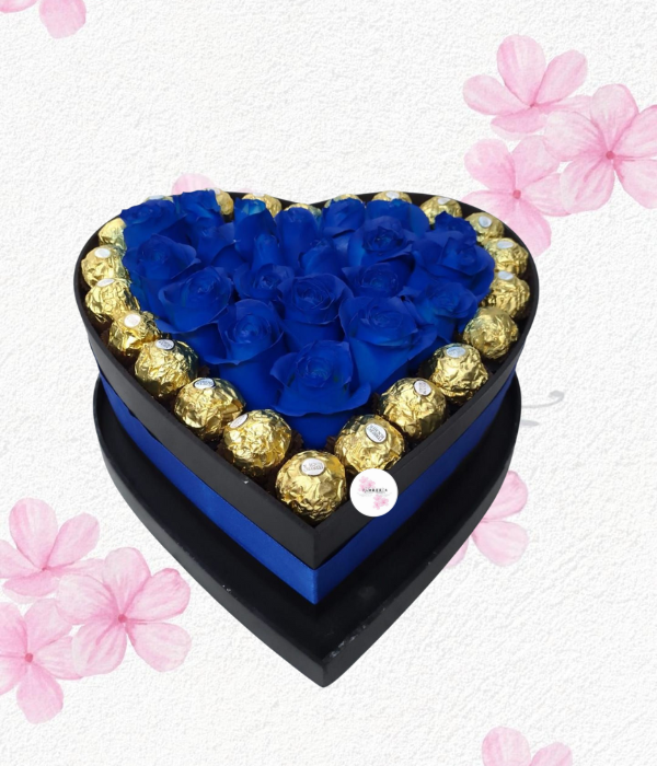 Box corazon grande en rosas y bombones
