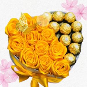 Box en 12 rositas de jabón y 10 bombones ferreros rocher