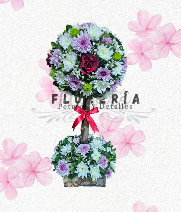 Arbol en rosas y flores