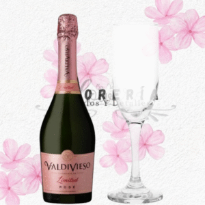 Espumante valdivieso limited brut rose 12,5º 750cc  y copa