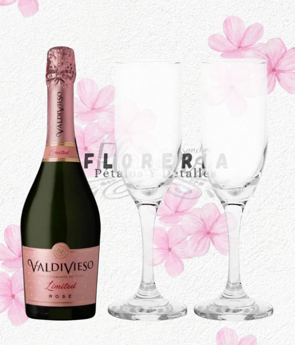Espumante valdivieso limited brut rose 12,5º 750cc y 2 copas