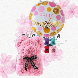 Lindo y delicado Oso teddy en caja transparente de acetato y globo
