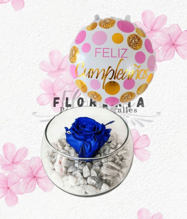 Rosa preservada y globito