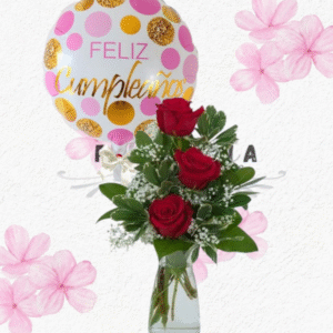 Florerito en 3 rosas y globito