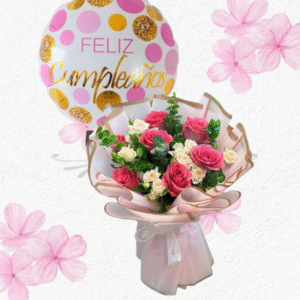 Ramo elegance 7 rosas e mini rosas, globito