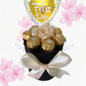 Mini box, Bombones, rosita de jabón y globito…