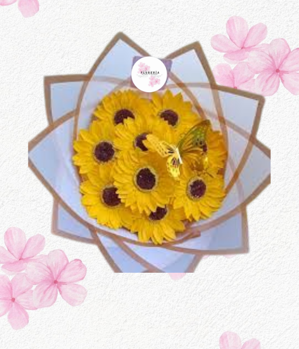 Ramo bouquet en 7 girasoles de jabón - eternos