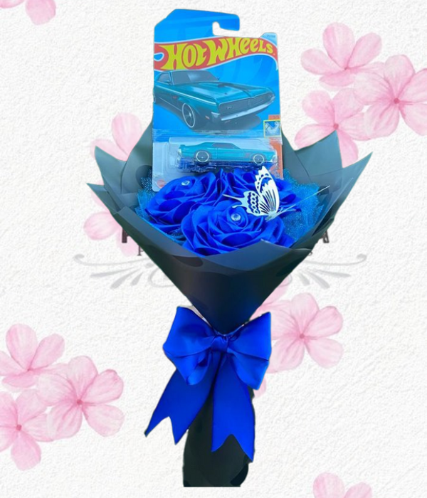 Ramito Blue en 3 rositas de jabón y autito HOT WHEELS