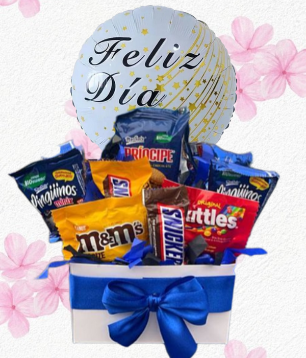 Box cuadrado regalón, en 10 golosinas a disponibilidad, Globo...