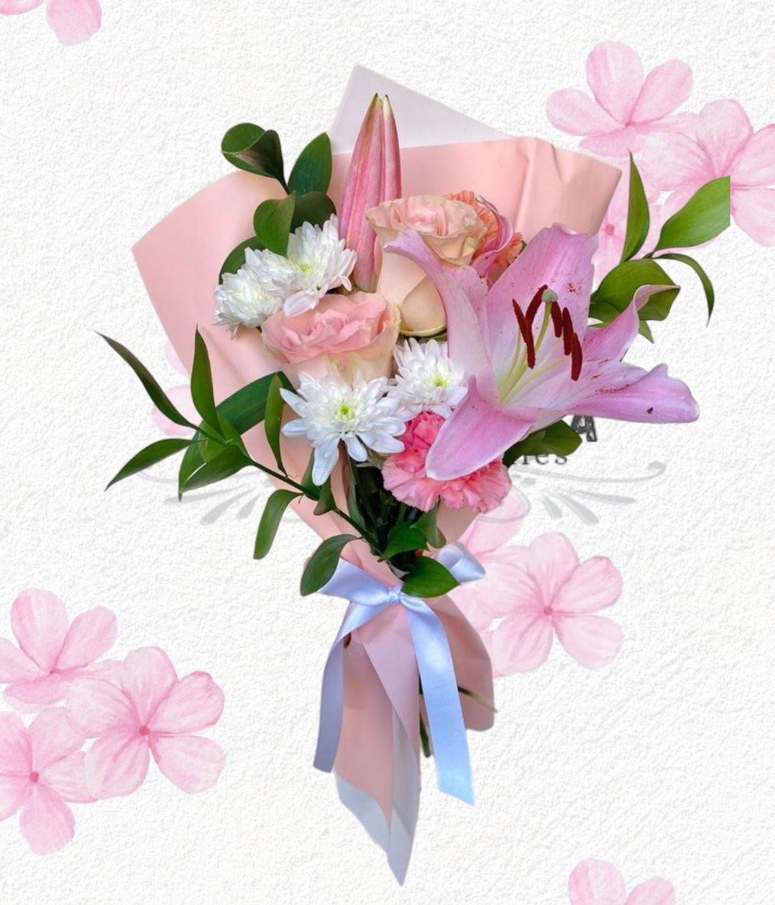 Doncel ramito en 5 varas de flores mix y follaje