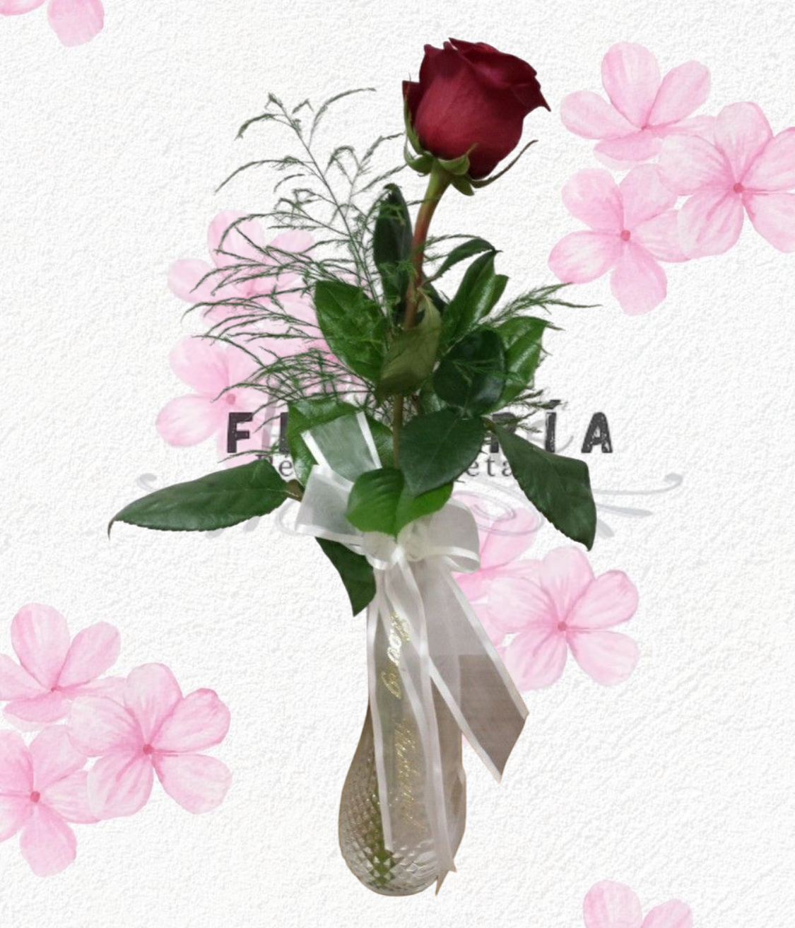 Florerito alegre día, En 1 rosita y follaje verde