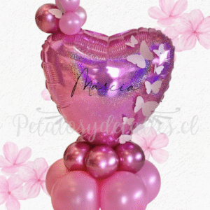 Bouquet corazón, globo y bombas decorativas