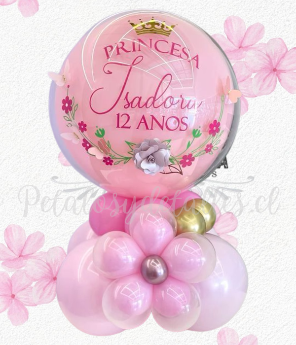 Bouquet burbuja, globo y bombas decorativas en flores