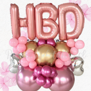 Bouquet en globos HBD y bombas decorativas