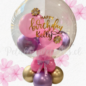 Bouquet burbuja personalizada y bombitas decorativas