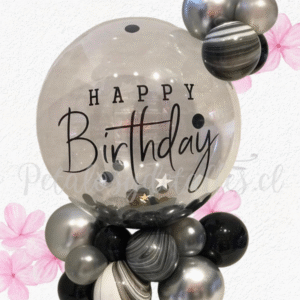 Bouquet happy en burbuja y bombas decorativas