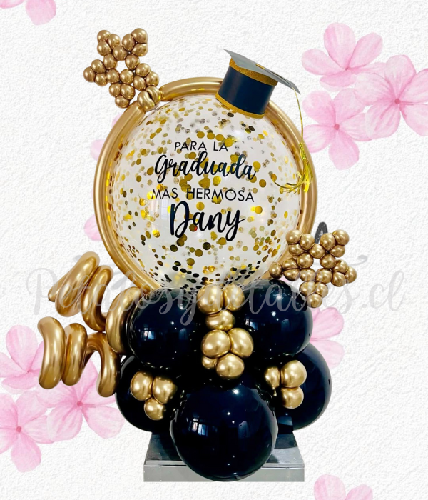 Bouquet graduado, burbuja y globitos decorativos