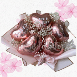 Ramo en corazones y lindo envoltorio en rosita