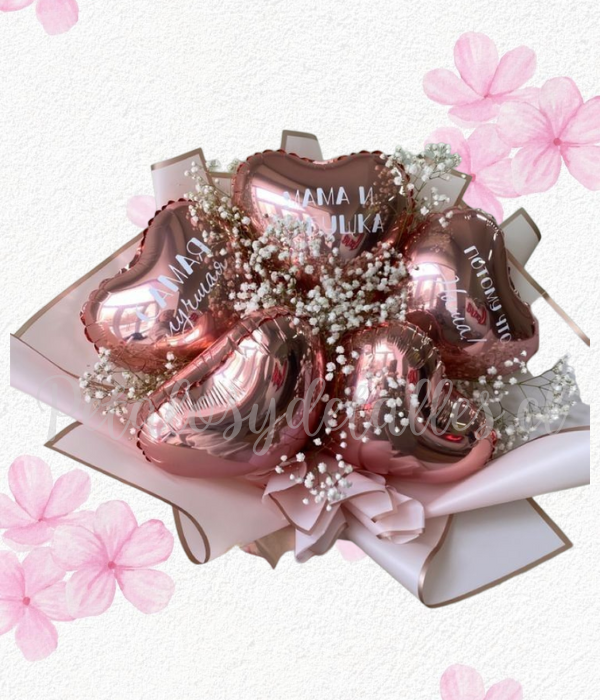 Ramo en corazones y lindo envoltorio en rosita