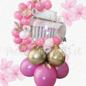 Bouquet burbuja personalizada, bombas decorativas y mariposas