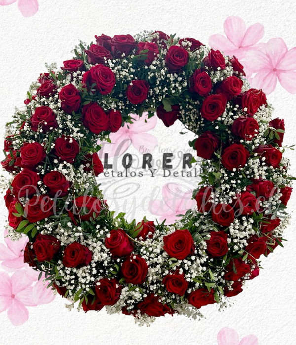 Corona fúnebre, Te recodaremos por siempre en 70 cm aprox