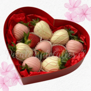 Caja corazon encanto dulzura en 10 frutillas decoradas