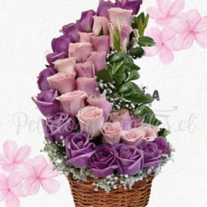 Canasta mix escala 3 colores pasteles en 30 rosas importadas