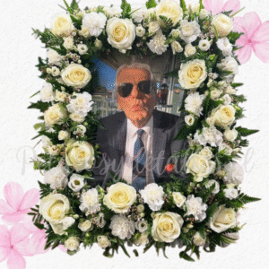 Agradecimiento en ofrenda fúnebre, foto o frases, flores mix