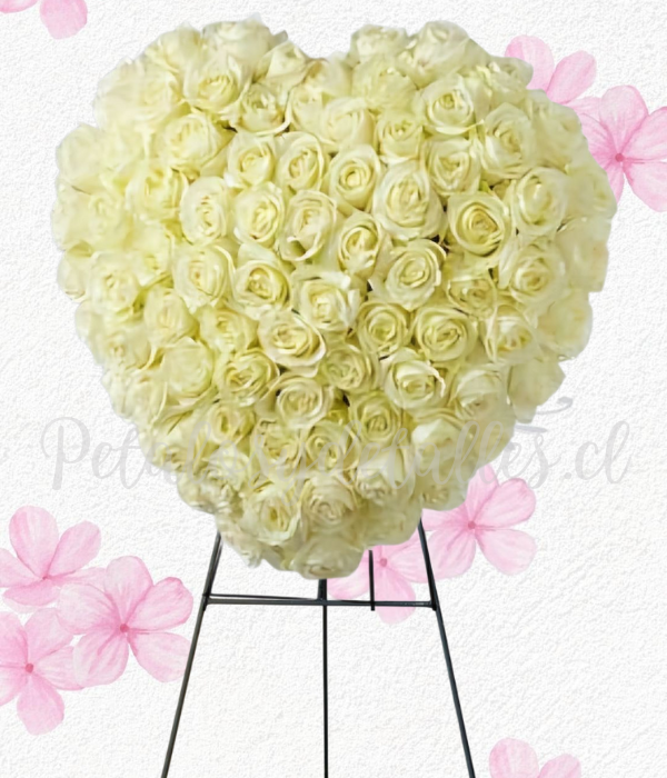 Corazon tendencia 3D en 100 rosas importadas y Atril