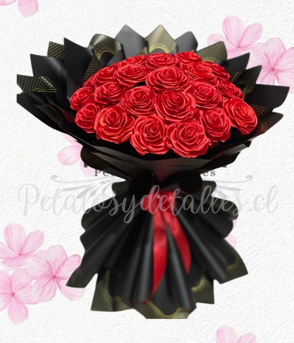 Ramo bouquet tendencia, 50 rosas eternas de jabón y linda envoltura