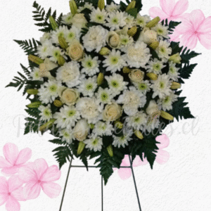 Corona fúnebre , En 25 varas mix rosas, lilium y margaritas