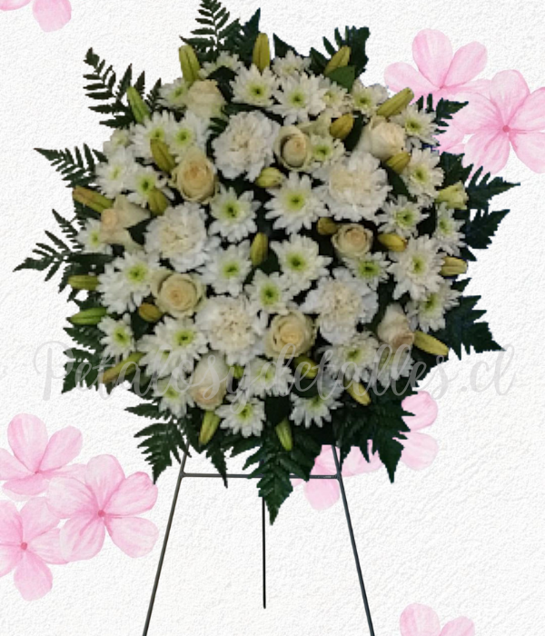 Corona fúnebre , En 25 varas mix rosas, lilium y margaritas