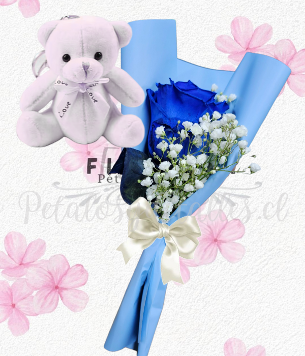Mini ramito rose love en 1 rosita y peluchito llavero