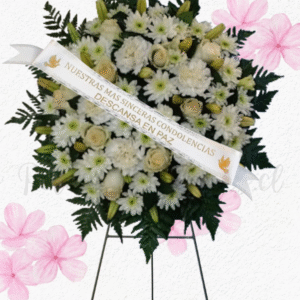 Corona fúnebre Luz, En 25 varas mix rosas, lilium y margaritas