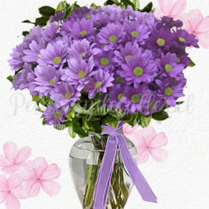 Florero samaritano mediano en 10 varas de margaritas y lindo lazo