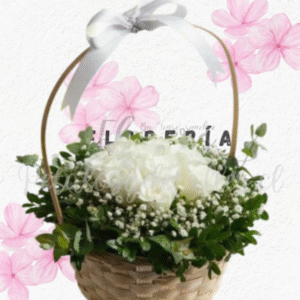 Canasto serenidad en 6 rosas importadas, follaje e ilusión