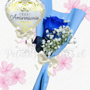 Mini blue en 1 rosita decorada y lindo globito con lazo