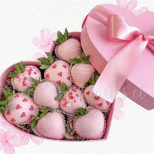 Encantadora caja corazon en 10 fresas decoradas