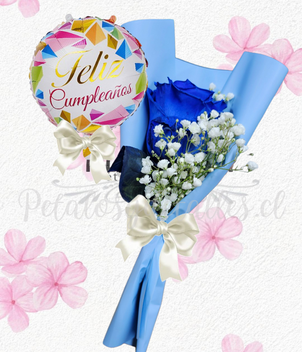 Ramito ilusión en 1 rosita y lindo globito con lazo