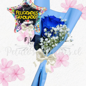 Ramito graduado en 1 rosita y globito decorativo