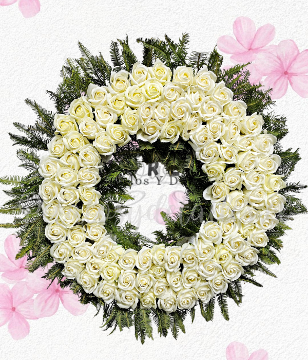 Corona fúnebre Paz en 100 rosas eternas de jabón - eternas