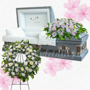 Pack fúnebre para condolencias. corona y cojin fúnebre